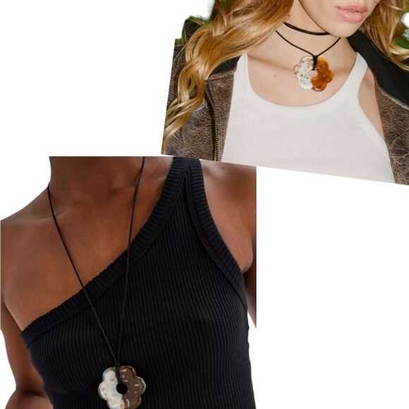 Urban Outfitters Rope necklace with glass oversized flower pendant - Picture 1 of 9
